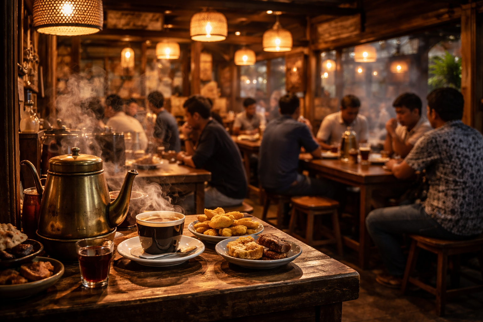 Suasana hangat warung kopi Aceh